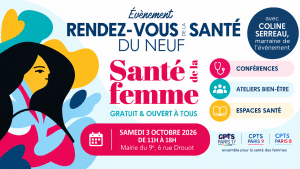 Rendez-vous de la Santé du Neuf, santé de la femme, samedi 3 octobre 2026 de 11h à 18h, Mairie du 9e, avec Coline Serreau