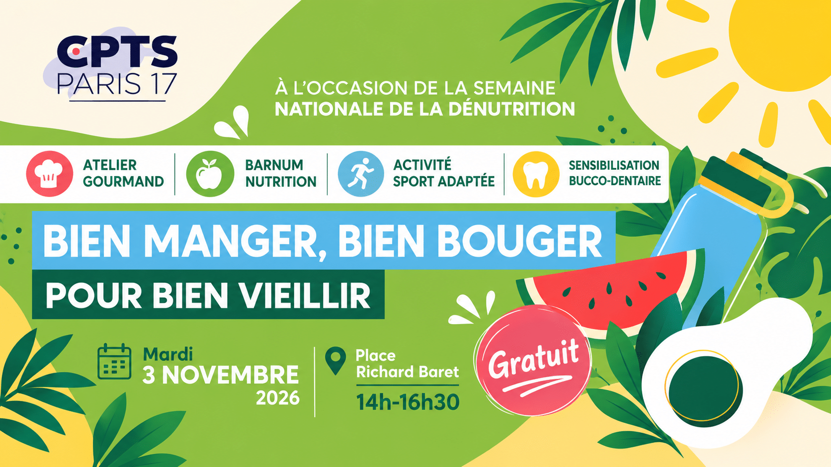 Semaine de la dénutrition : bien manger, bien bouger pour bien vieillir, avec la CPTS Paris 17